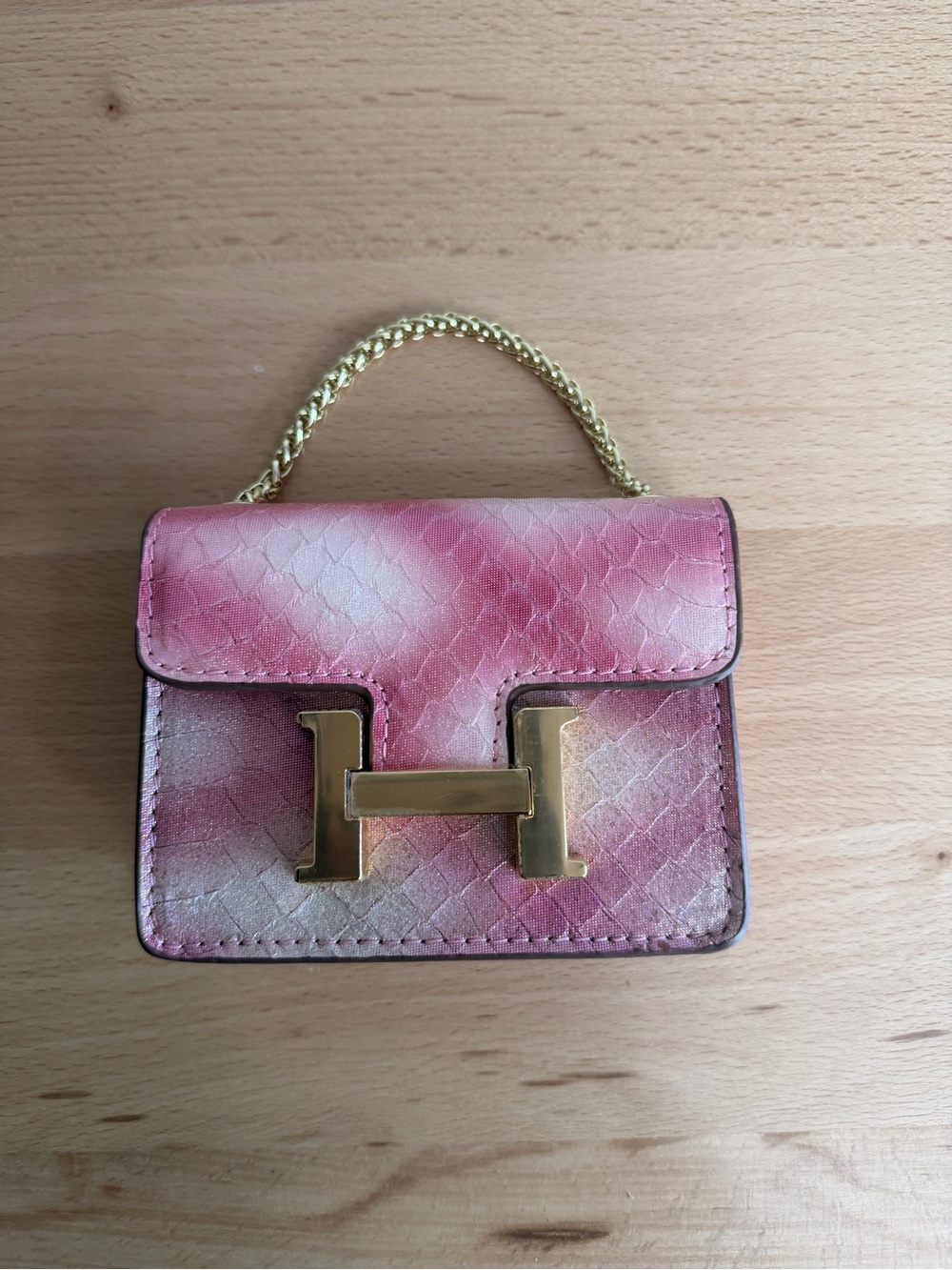 H Micro Constance Marble Silk pink faux snake GHW